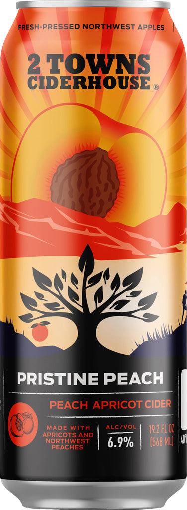 2 Towns Pristine Peach Apricot Cider 19.2oz Can-0