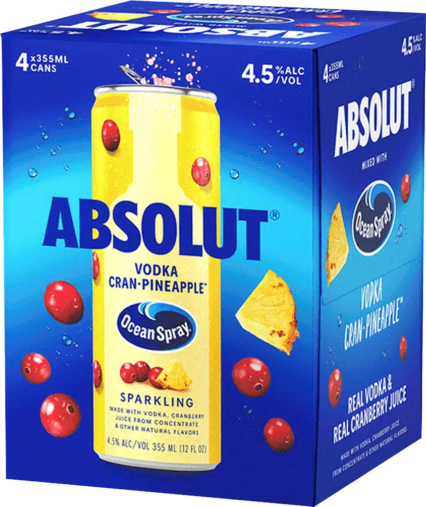 Absolut Vodka & Ocean Spray Cran-Pineapple 4pk Cans 355ml-0