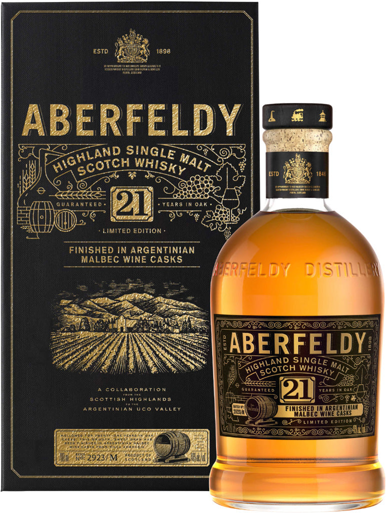 Aberfeldy 21 Year Old Argentinian Malbec Wine Cask FInish Single Malt Whisky 700ml-0