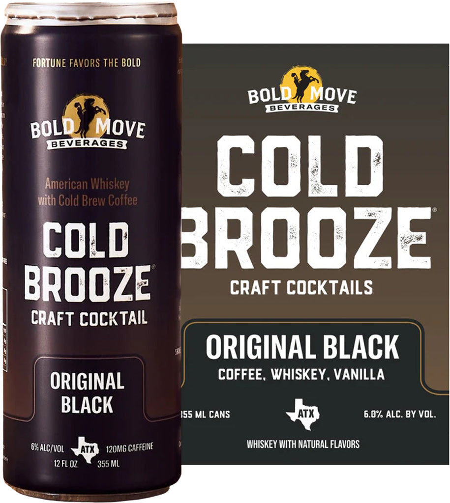 Bold Move Beverages Cold Brooze Original Black Coffee, Whiskey Vanilla 4pk Cans-0