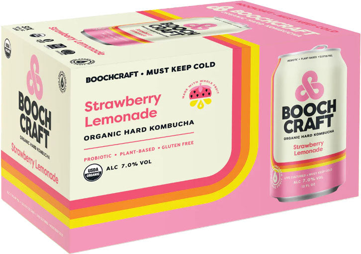 Boochcraft Strawberry Lemonade Kombucha 6pk Cans-0