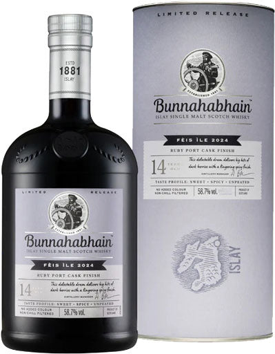 Bunnahabhain Feis Ile 2024 14 Year Old Ruby Port Cask Finish Single Malt Whisky 700ml-0