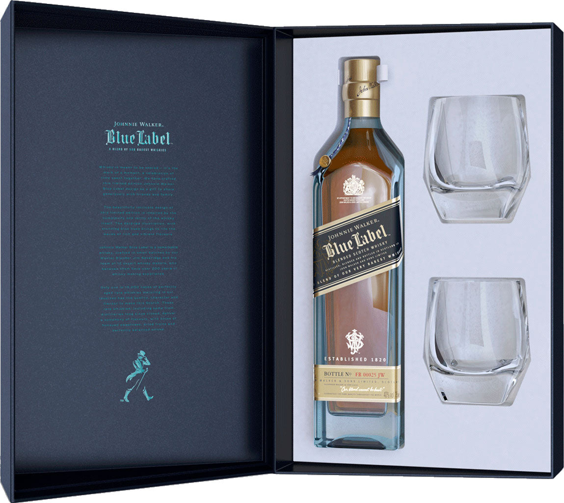 Johnnie Walker Blue Label With 2 Crystal Glasses 750ml-0