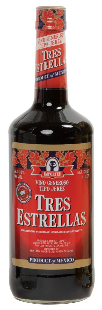 Tres Estrellas Jerez Mexican Sherry 1L-0