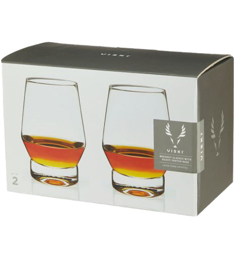 Viski Whiskey Glass Heavy Footed Base 2pk-0