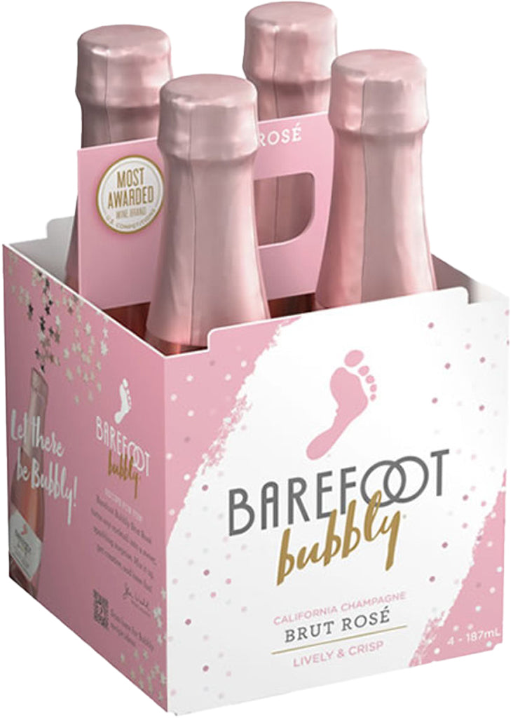 Barefoot Bubbly Brut Rose 187ml 4pk-0