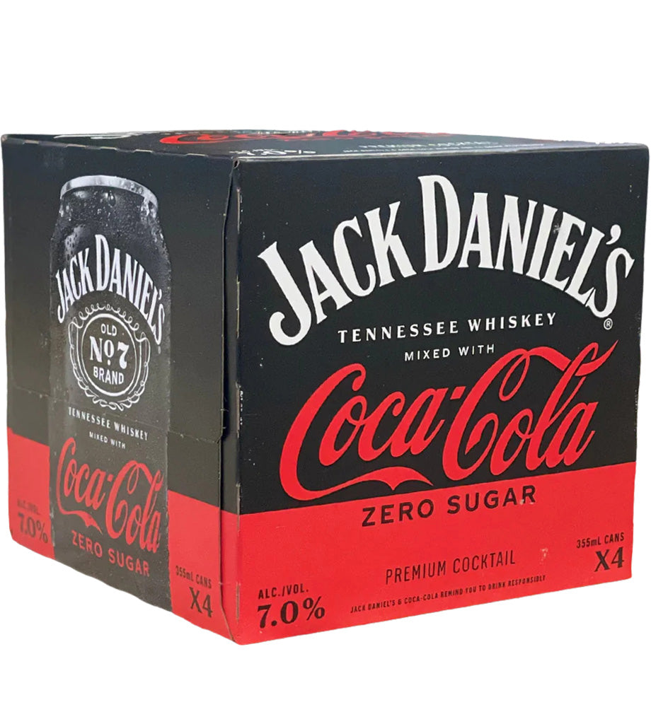 Jack Daniel's With Coca Cola Zero Sugar Cocktail 4pk Cans-0