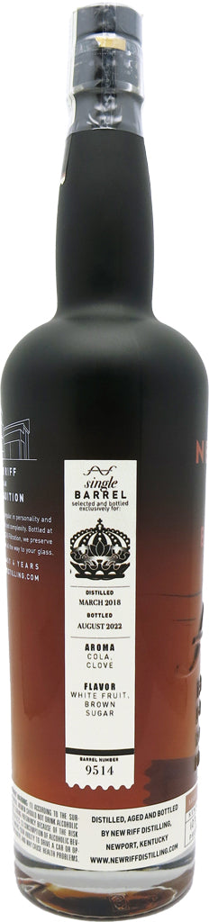 New Riff "Mission Exclusive" Single Barrel #9514 107.3 Proof Cask Strength Kentucky Bourbon 750ml-0